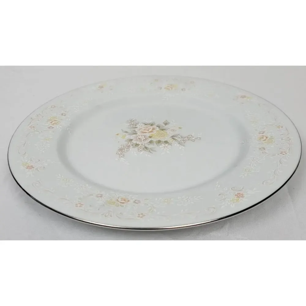 Crescent Fine China Jie Pai Dessert Plate Painted Golden Flowers and Accents